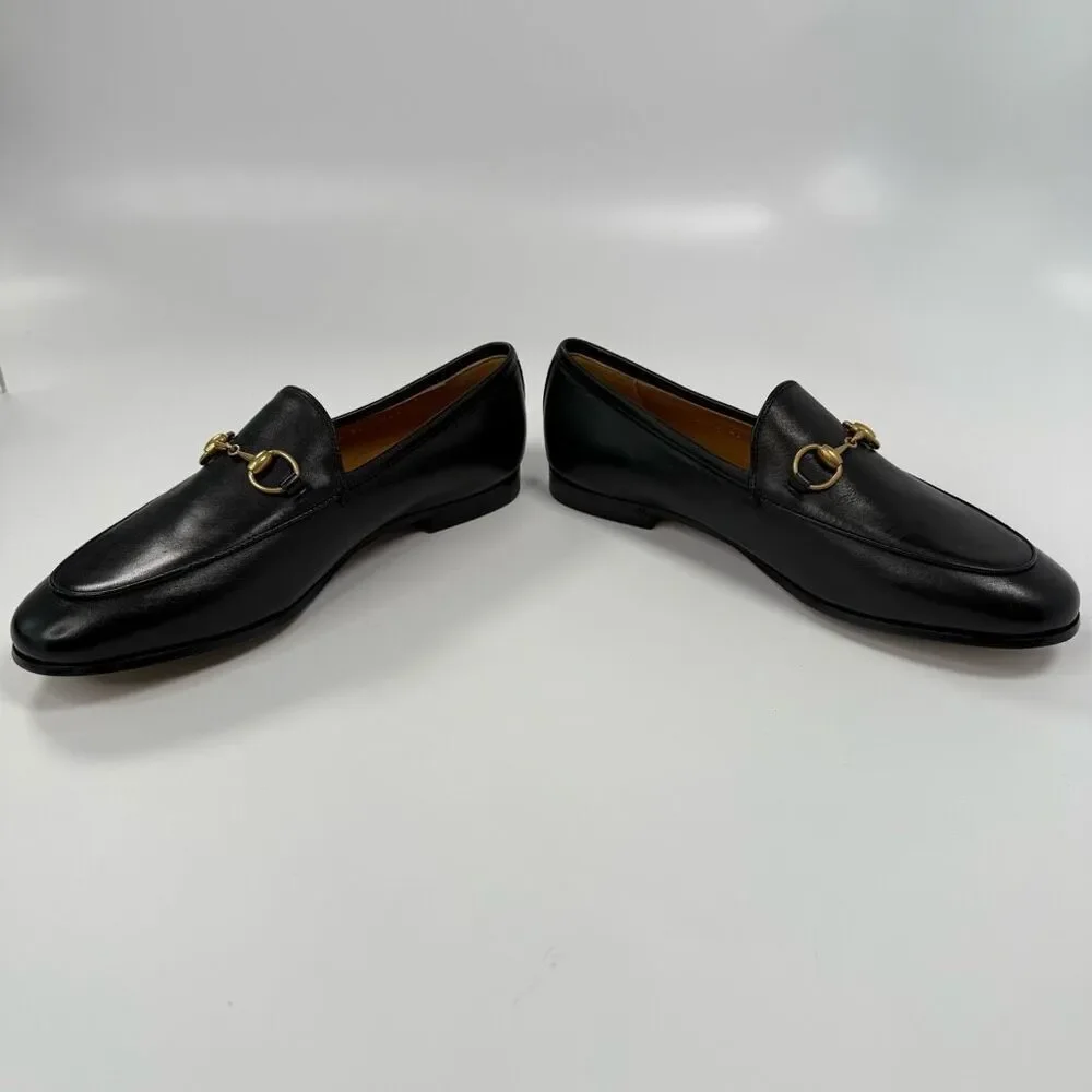 GUCCI Calfskin Womens Jordaan Loafers Size 37 Black
